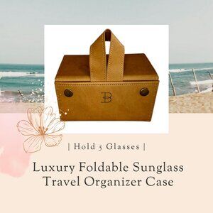 Luxury Foldable Sunglasses Travel Organizer Case | Holds 5 Pairs of Glasses
